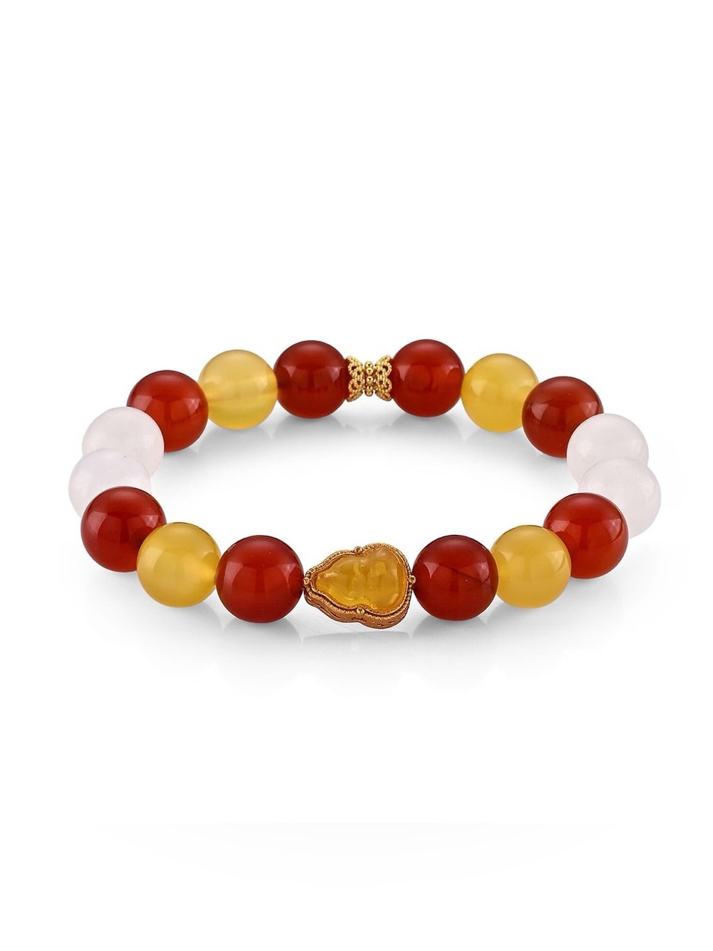 Goldtone Accent Red, Yellow & White Multi Gemstone Bracelet